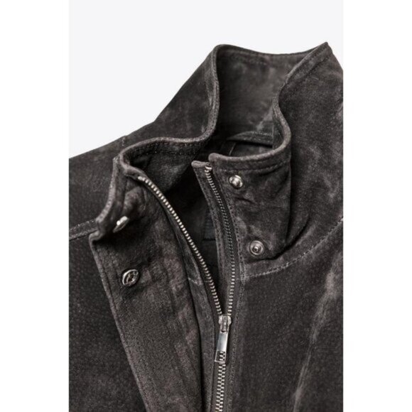 ZARA SUEDE LEATHER JACKET - Picture 8 of 8